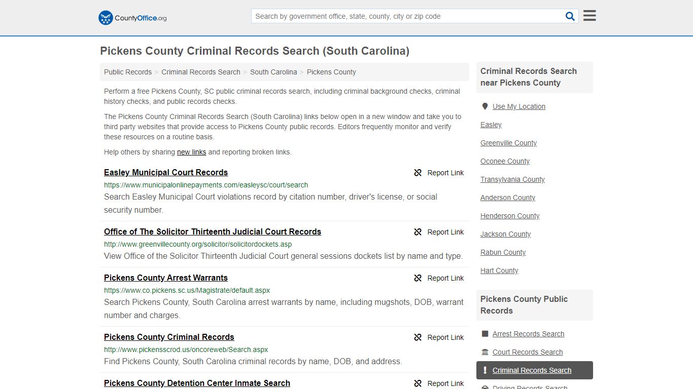 Criminal Records Search - Pickens County, SC (Arrests ...